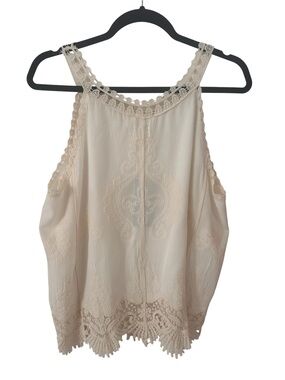 Ultra Pink Ivory Lace-Trim Halter Camisole